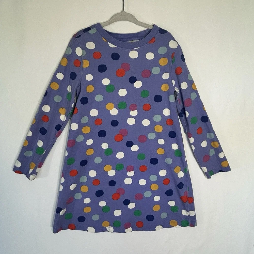 Hannah Anderson Girls Dress Multi Poka Dit Ling Sleeves Purple Size 5 READ****